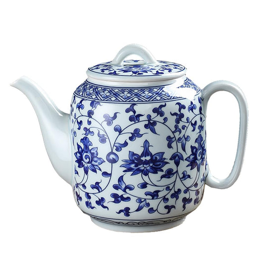 Blue and White Ceramic Teapot 28 oz Tea Coffee Pot with Lid
