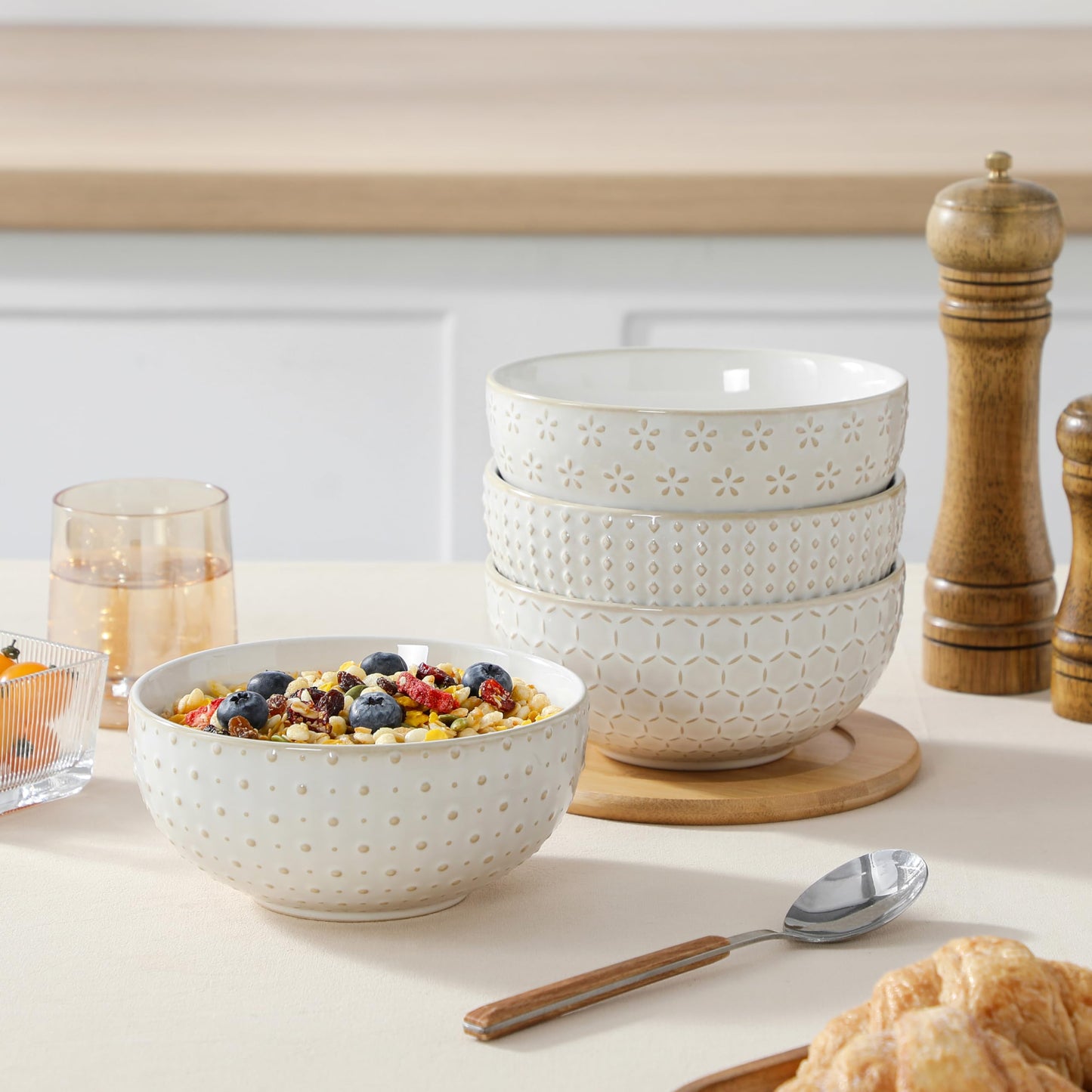 Ceramic Cereal Bowls Set of 4 30 Oz Stoneware Soup Salad Ramen Bowls 6 Inch